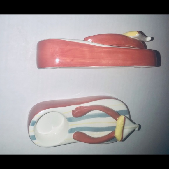 New Two Porcelain Candle Holders Flip Flop Shape Nantucket Home - Picture 6 of 12